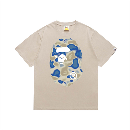 BAPE Liquid Camo Big Ape Head T-Shirt Beige Blue