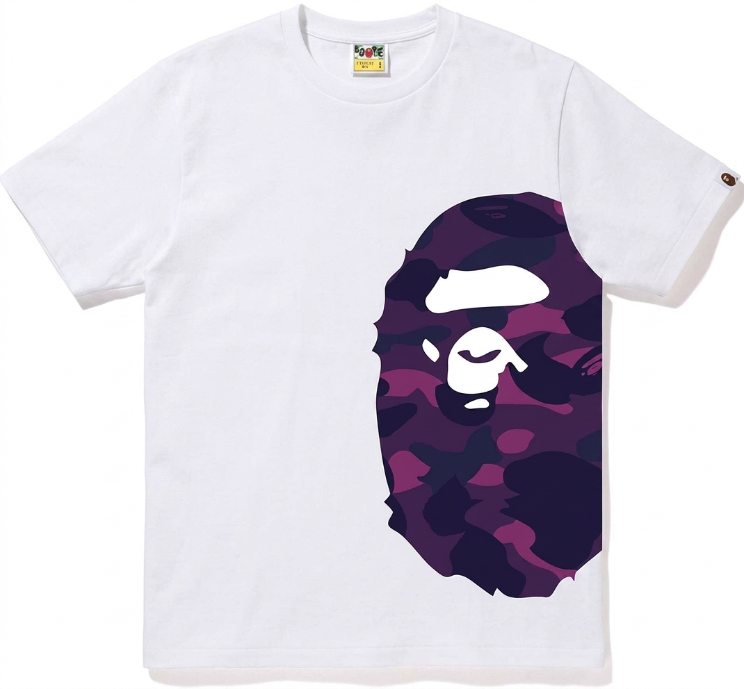 BAPE Purple Color Camo Side Big Ape Head Tee