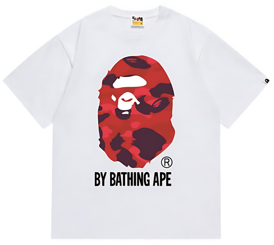 BAPE Red Color Camo By Bathing Ape Graphic Tee Black White