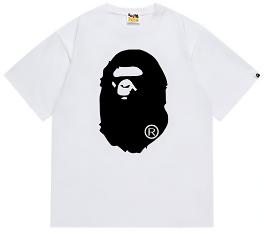 A BATHING APE BIG APE HEAD TEE BLACK WHITE