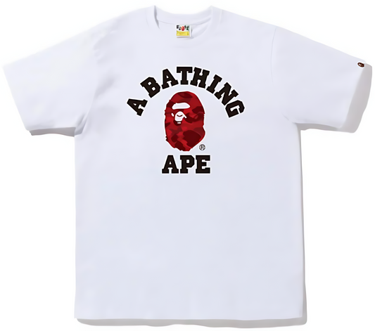 A Bathing Ape Color Camo College Tee Red Camo