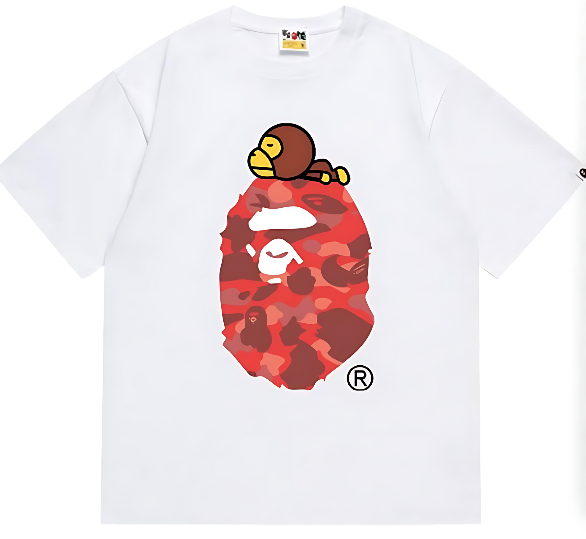 A Bathing Ape Color Camo Milo On Big Ape Tee - Red Camo