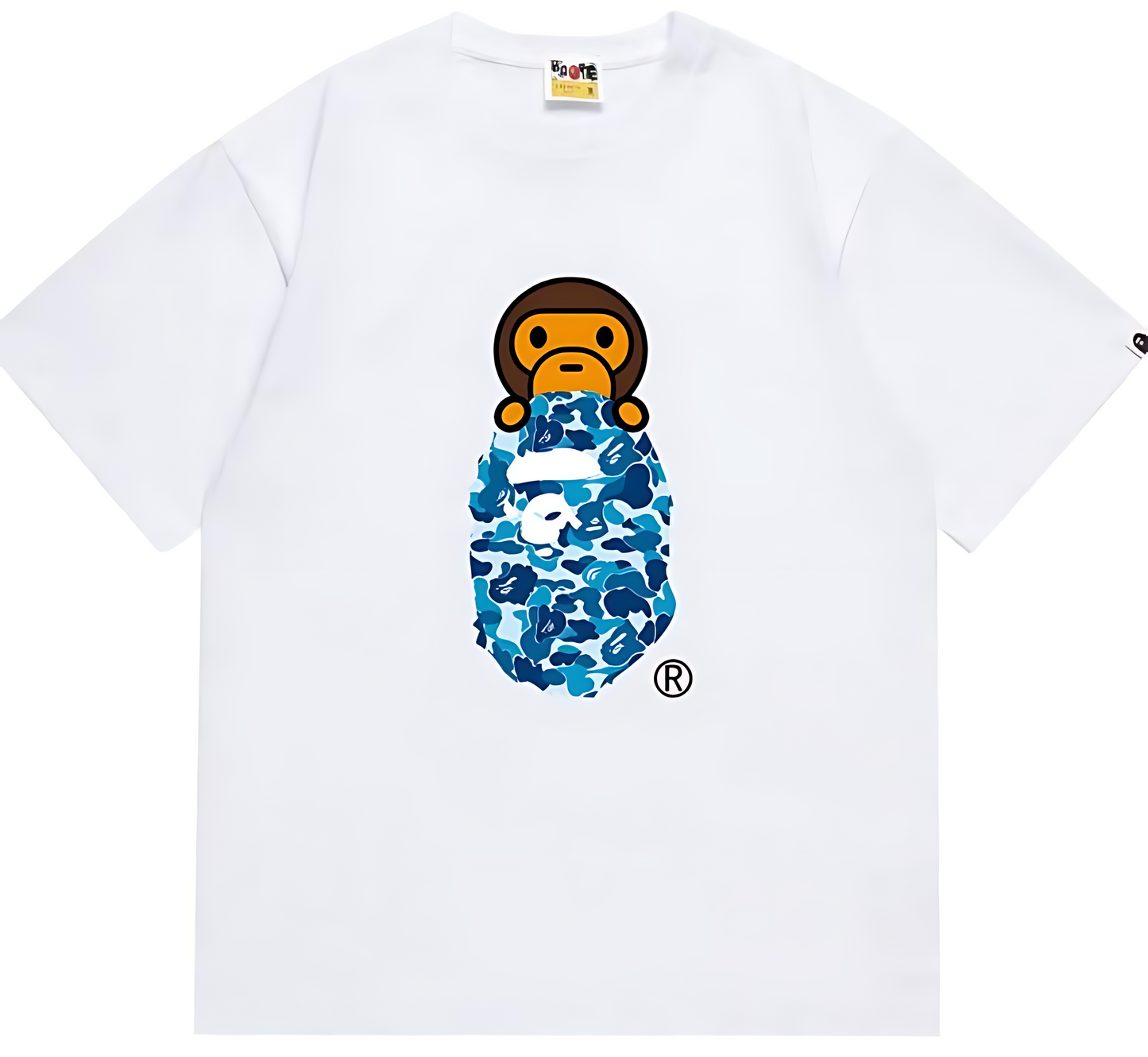 A Bathing Ape Color Camo Milo On Ape Head Tee - Blue Camo