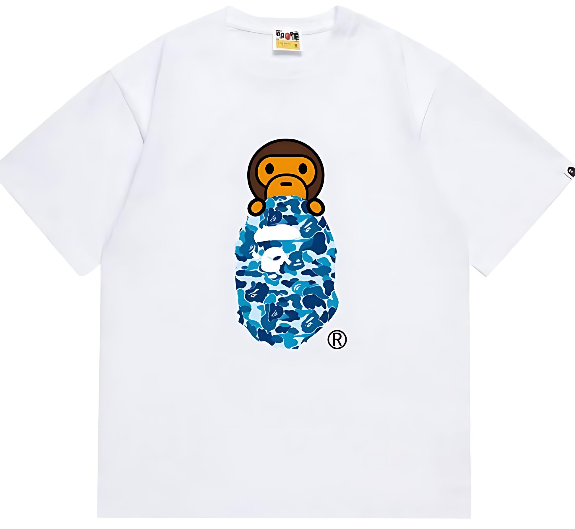 A Bathing Ape Color Camo Milo On Ape Head Tee - Blue Camo