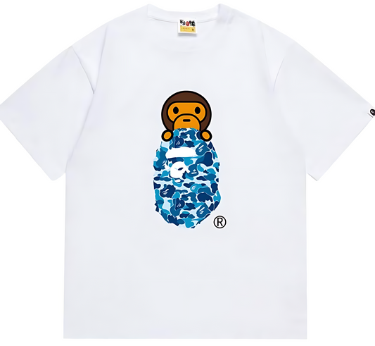 A Bathing Ape Color Camo Milo On Ape Head Tee - Blue Camo