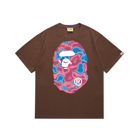 BAPE Liquid Camo Big Ape Head T-Shirt Brown Pink