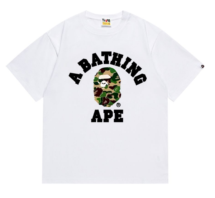 BAPE ABC Camo College Tee White Green Classic Ape Head T-Shirt