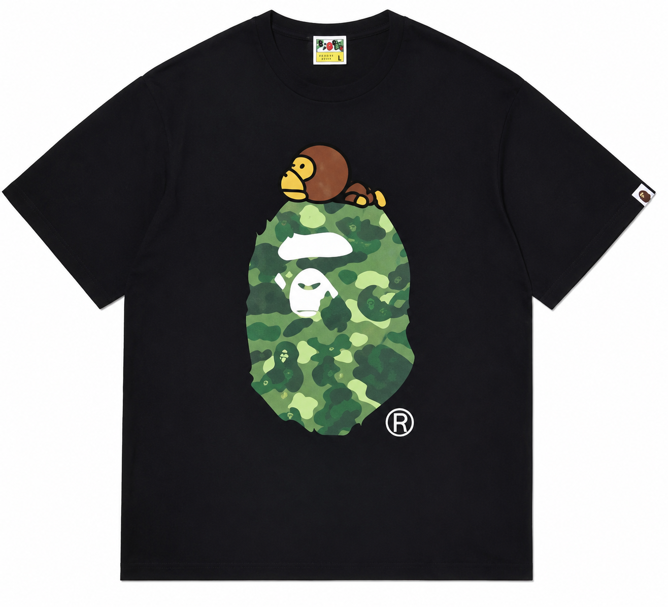 BAPE ABC Camo Milo On Big Ape Tee Black/Green