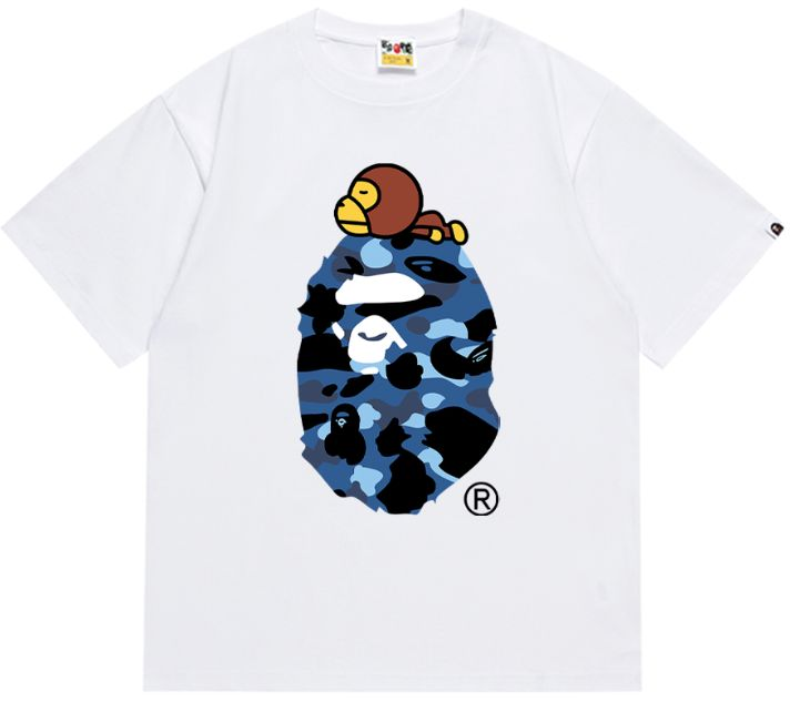 BAPE Color Camo Milo On Big Ape Relaxed Tee White Blue