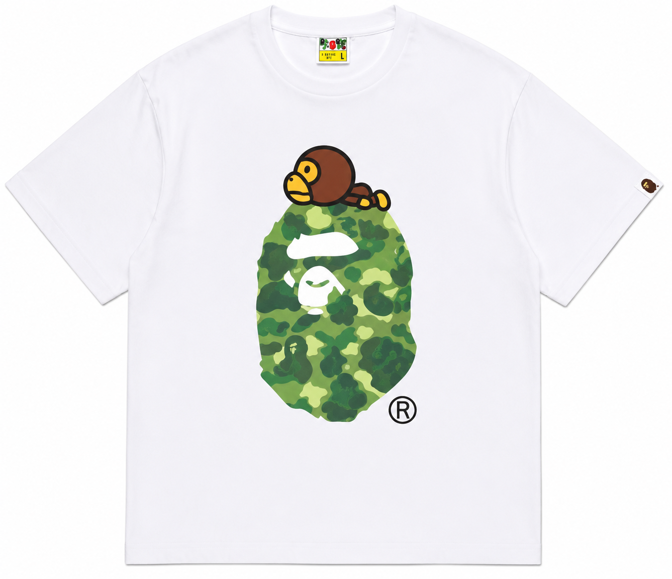 BAPE ABC Camo Milo On Big Ape Tee White/Green