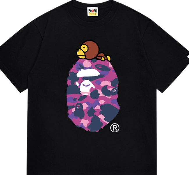 BAPE Color Camo Milo On Big Ape Head Relaxed Tee Black Purple