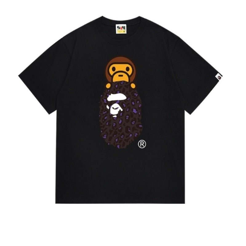 BAPE Leopard Milo On Ape Head T-Shirt Black
