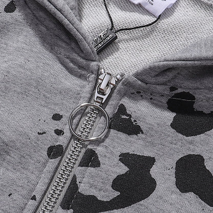 Vale Forever "Cheetah" Grey Acid Wash Full Zip Hoodie