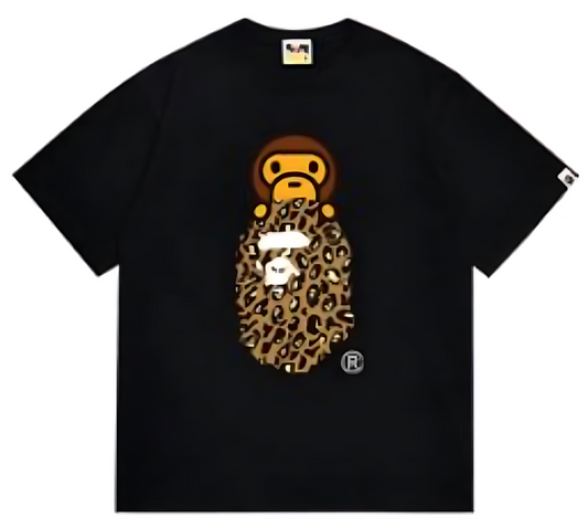 BAPE Baby Milo Leopard Ape Head T-Shirt Black