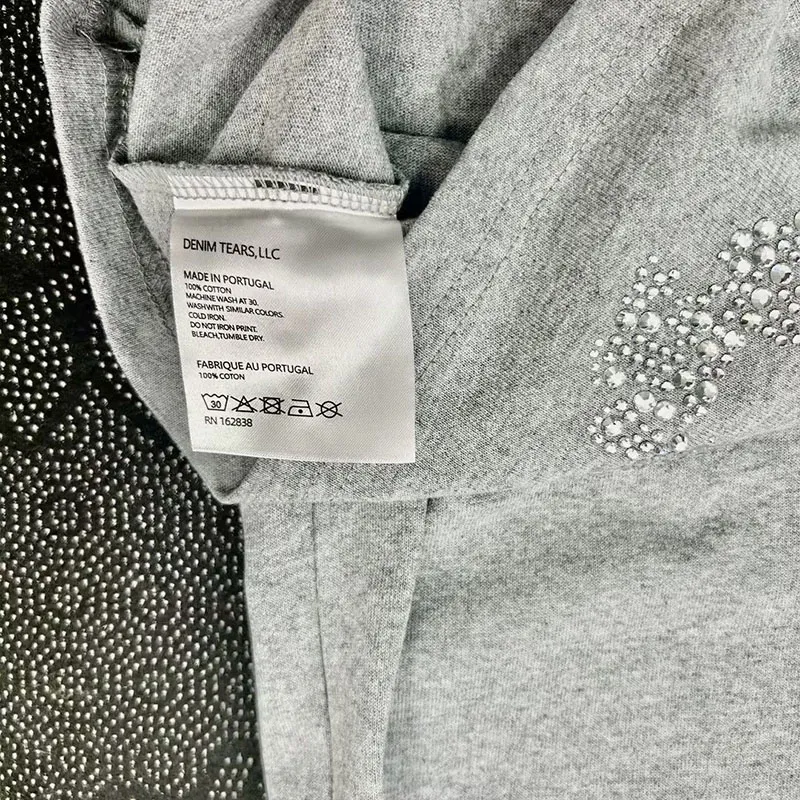 Denim Tears Rhinestone Cotton Wreath T-Shirt Grey