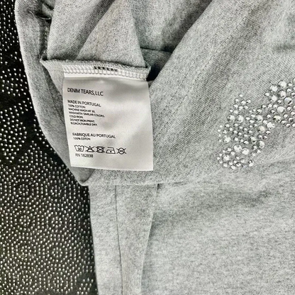 Denim Tears Rhinestone Cotton Wreath T-Shirt Grey