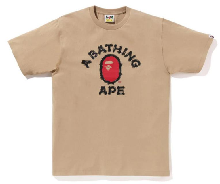 BAPE Brush College T-Shirt Brown Red