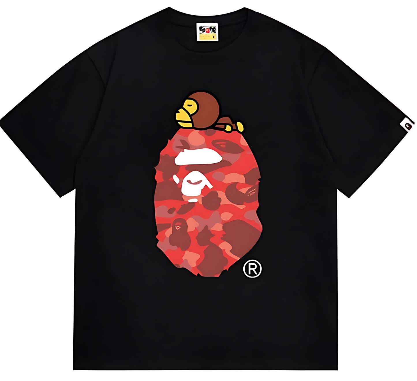 A Bathing Ape Color Camo Milo On Big Ape Tee - Red Camo