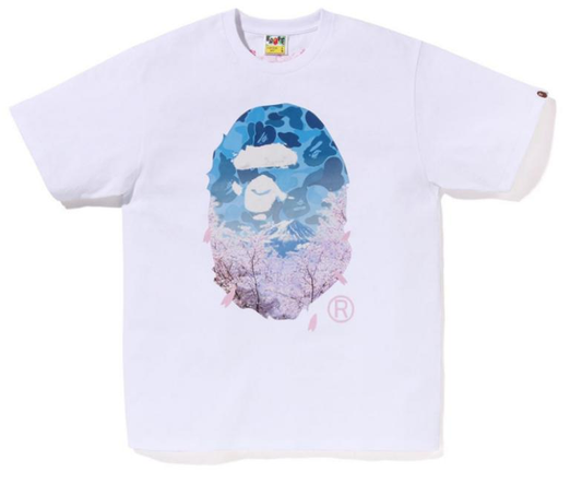 BAPE Sakura Photo Ape Head T-Shirt White