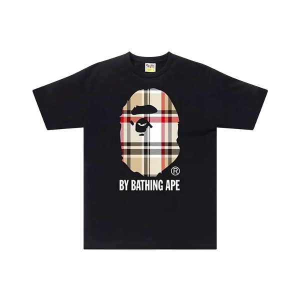 A Bathing Ape BAPE Check Ape Head Graphic T-Shirt Black