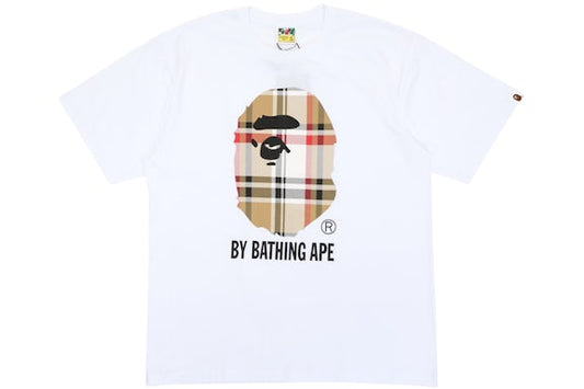 A Bathing Ape BAPE Check Ape Head Graphic T-Shirt White