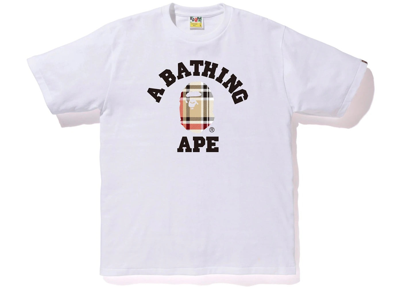 A Bathing Ape BAPE College Tee White/Beige Check