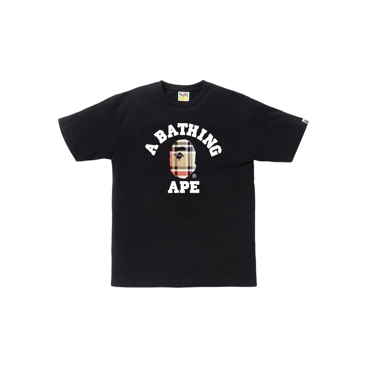 A Bathing Ape BAPE College Tee Black/Beige Check