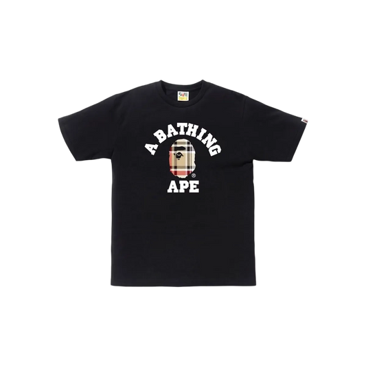 A Bathing Ape BAPE College Tee Black/Beige Check
