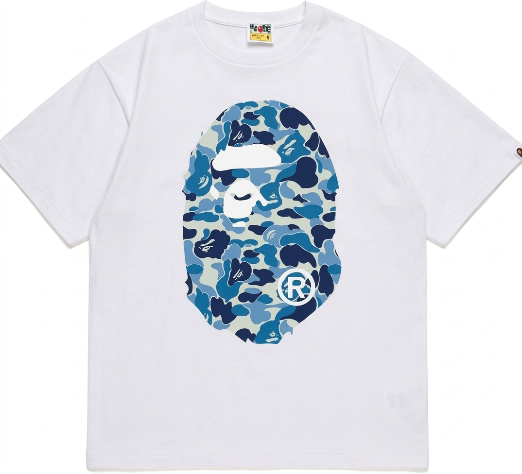 BAPE ABC Camo Big Ape Head Tee White/Blue