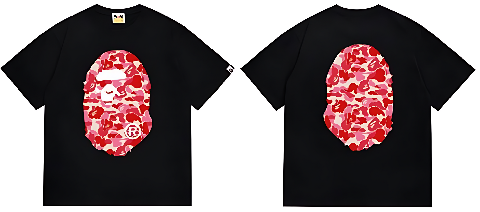 A Bathing Ape ABC Camo Big Ape Head Tee Black/Pink