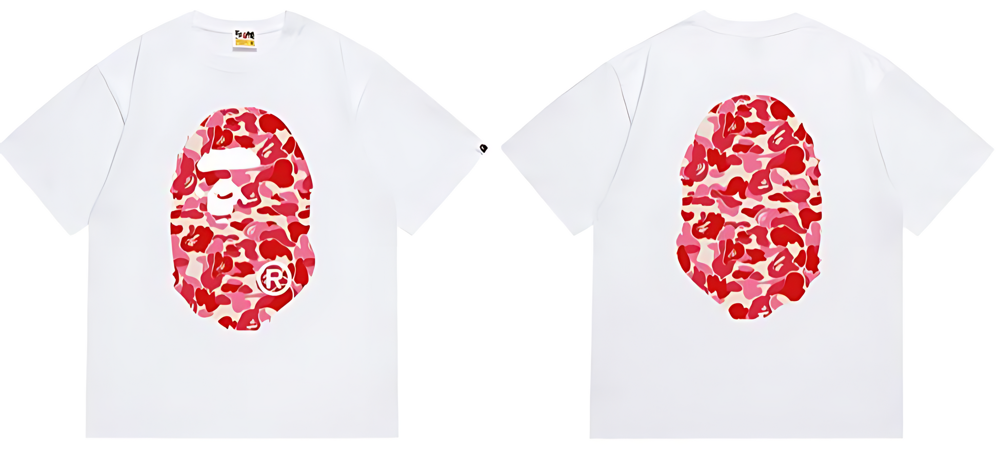 A Bathing Ape ABC Camo Big Ape Head Tee White/Pink