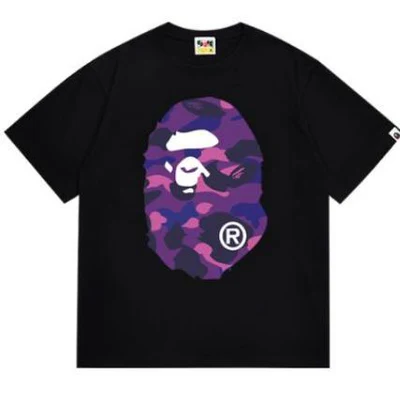 BAPE Purple ABC Camo Big Ape Head Tee Black