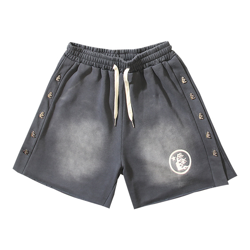 Hellstar Side Stripe Circular Logo Snap Shorts