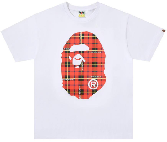 BAPE Check Big Ape Head T-Shirt White Red