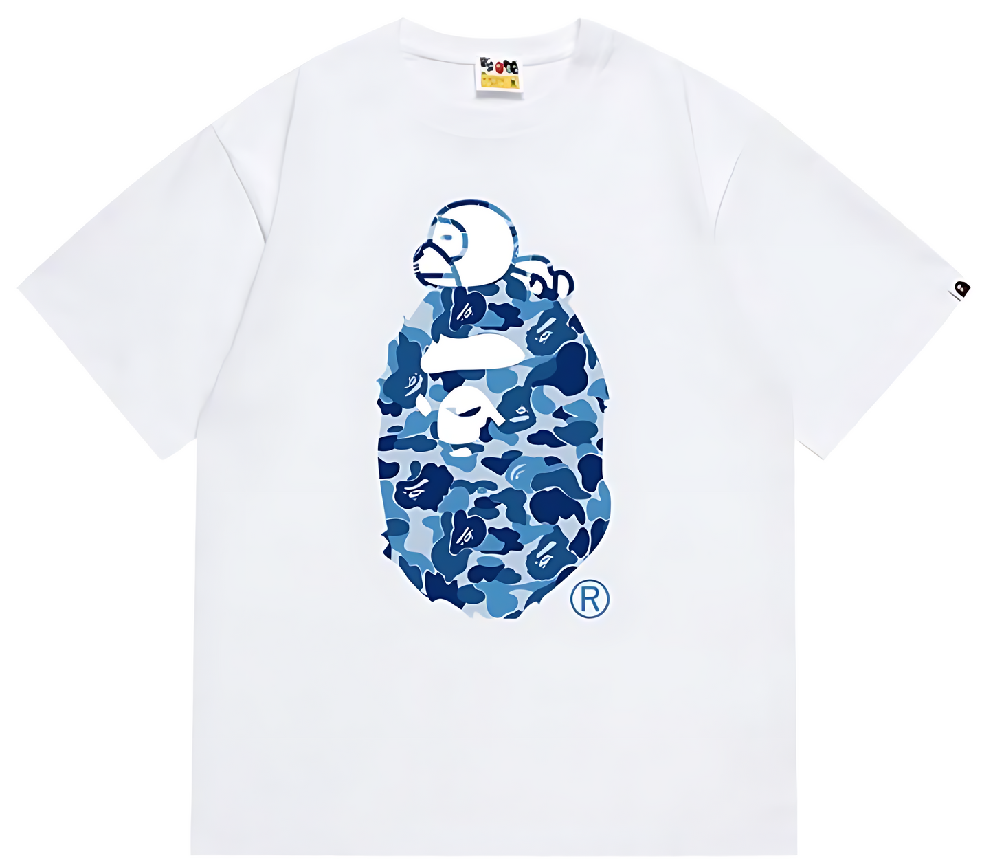 A Bathing Ape Color Camo Milo On Big Ape Tee - Blue Camo