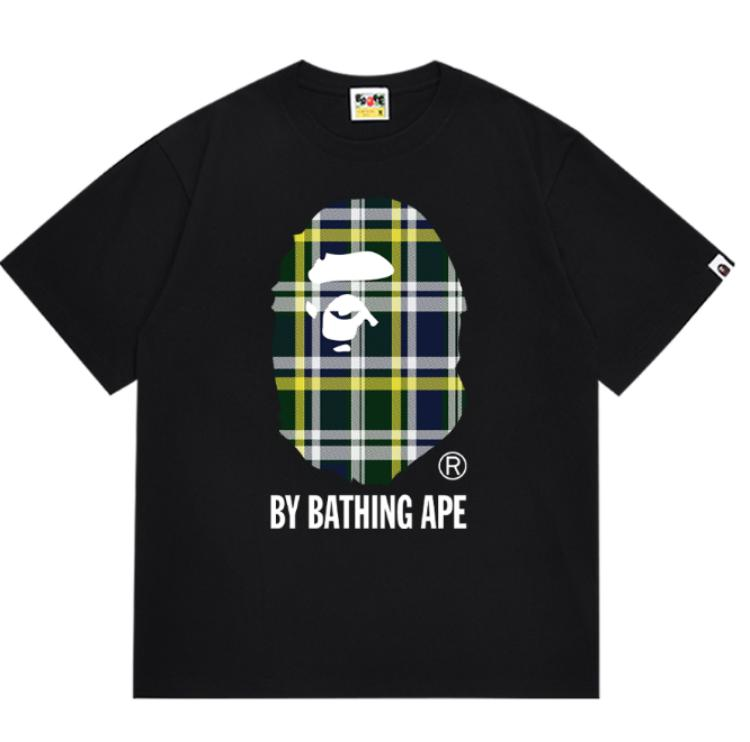 BAPE Check Big Ape Head T-Shirt Black Yellow