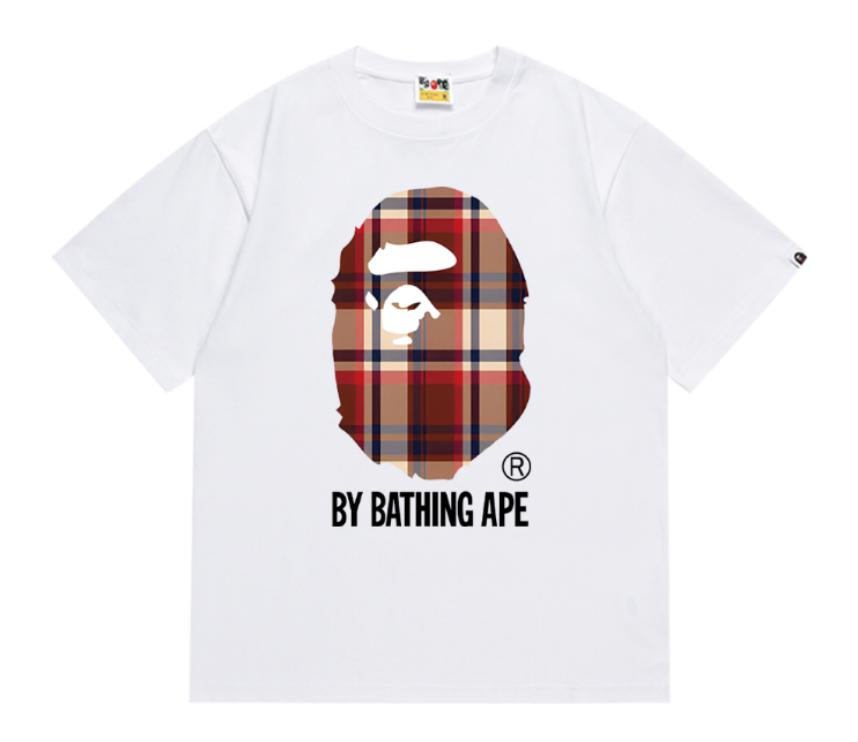 BAPE Check Big Ape Head T-Shirt White Brown