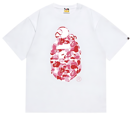 A Bathing Ape Color Camo Milo On Big Ape Tee - Pink Camo