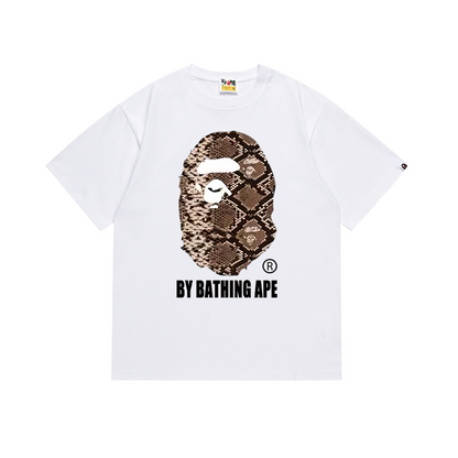 BAPE Snake Pattern By Bathing Ape Tee Black/White