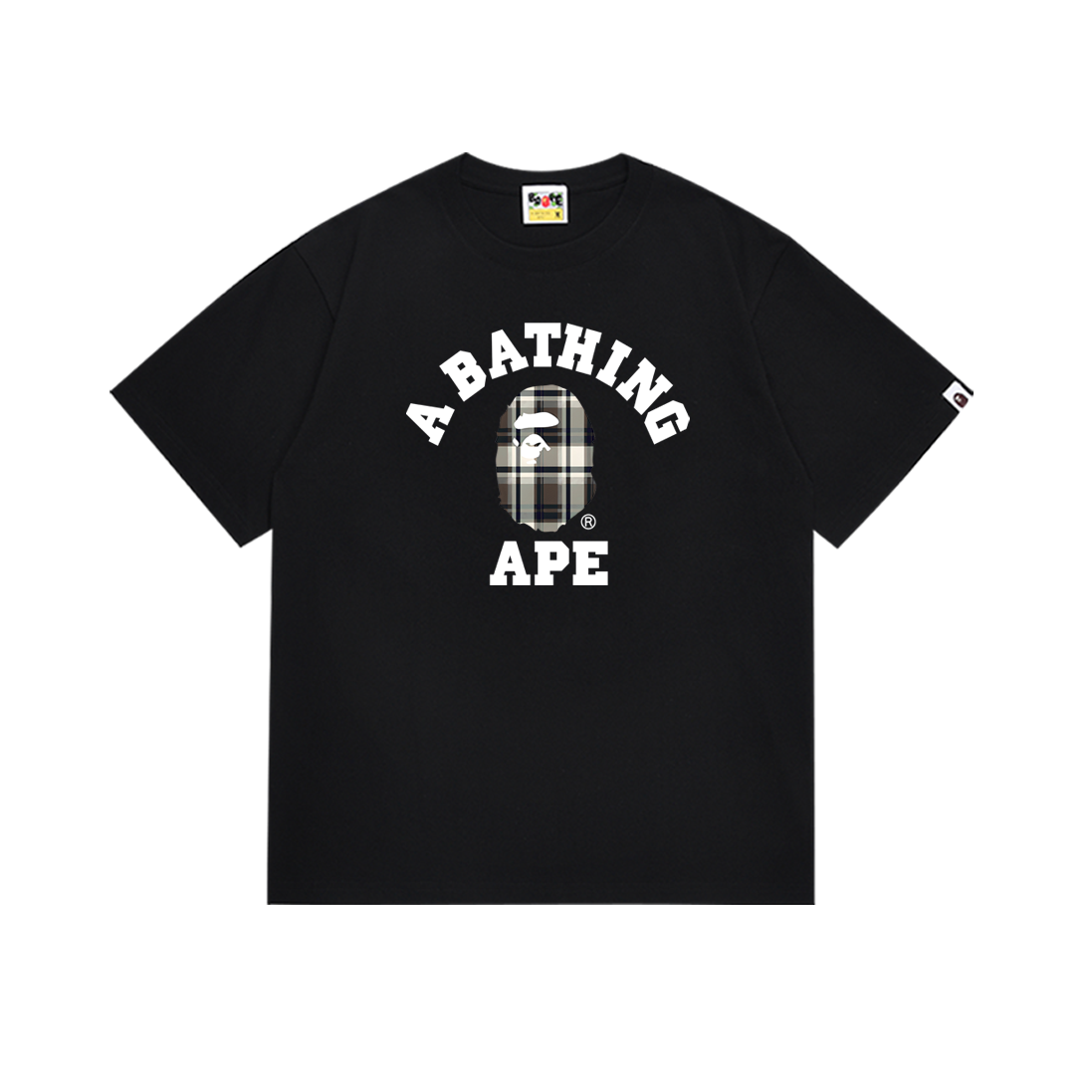 BAPE Check College Tee Black/Grey Plaid