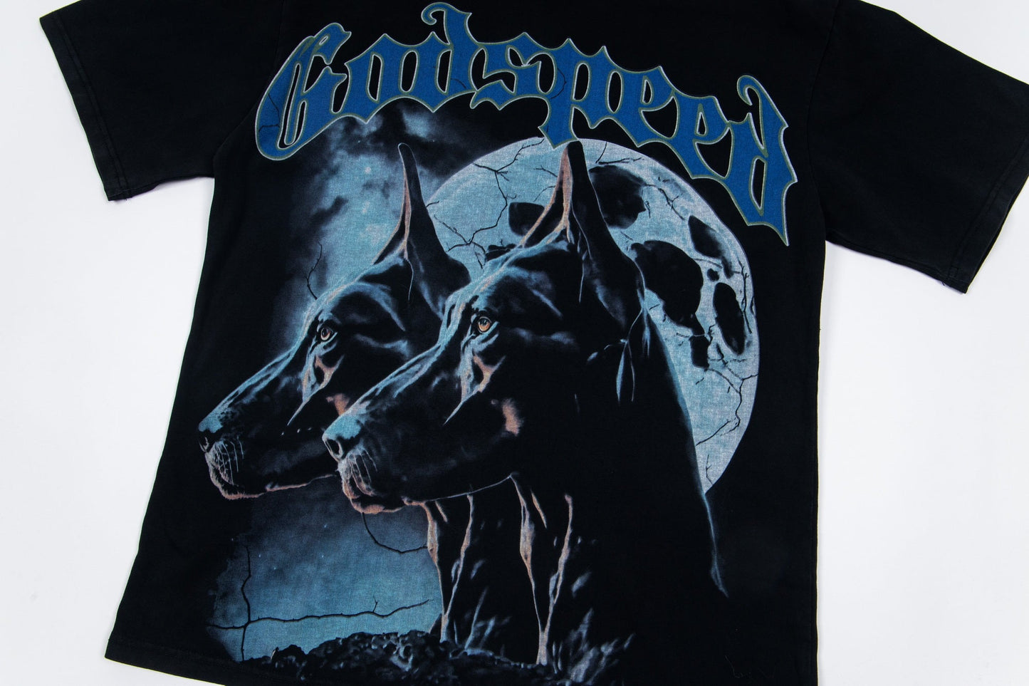 Godspeed Doberman Moon Graphic T-Shirt Black