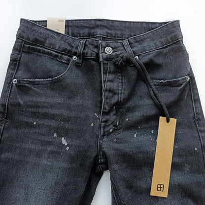 Ksubi Van Winkle Men's Washed Black Distressed Paint Splatter Jeans