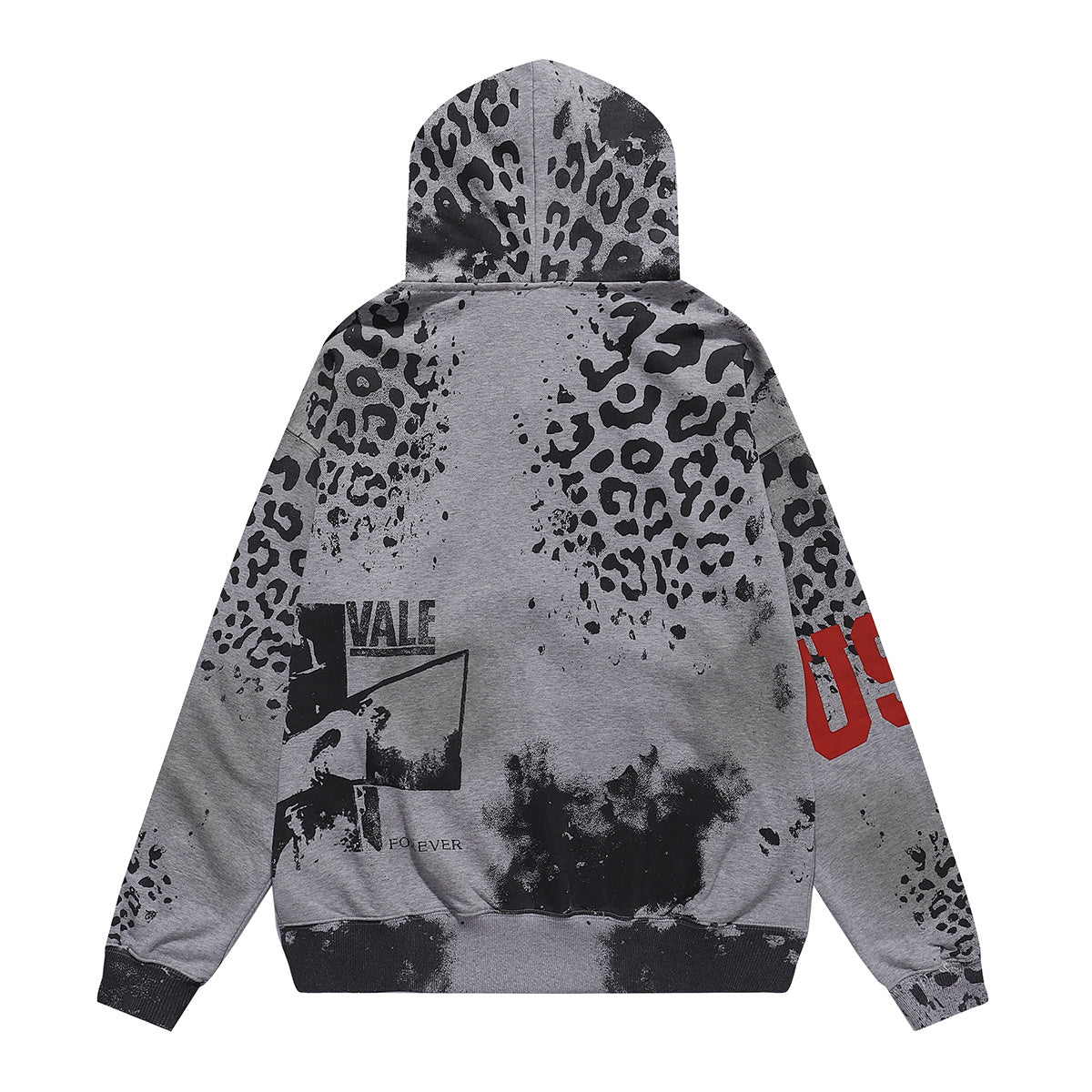 Vale Forever "Cheetah" Grey Acid Wash Full Zip Hoodie
