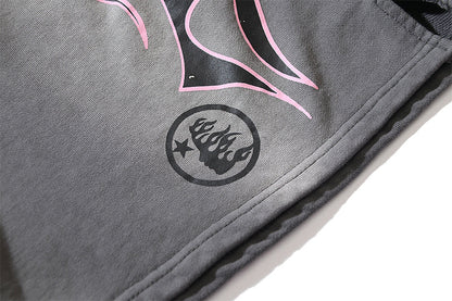 Hellstar Yoga Flame Outline Sweat Shorts Grey