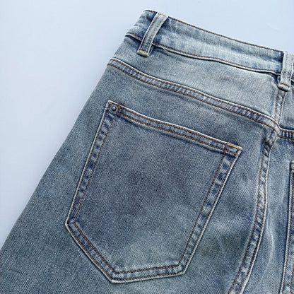 Ksubi Men's Washed Blue Ripped Letter Printing Jeans