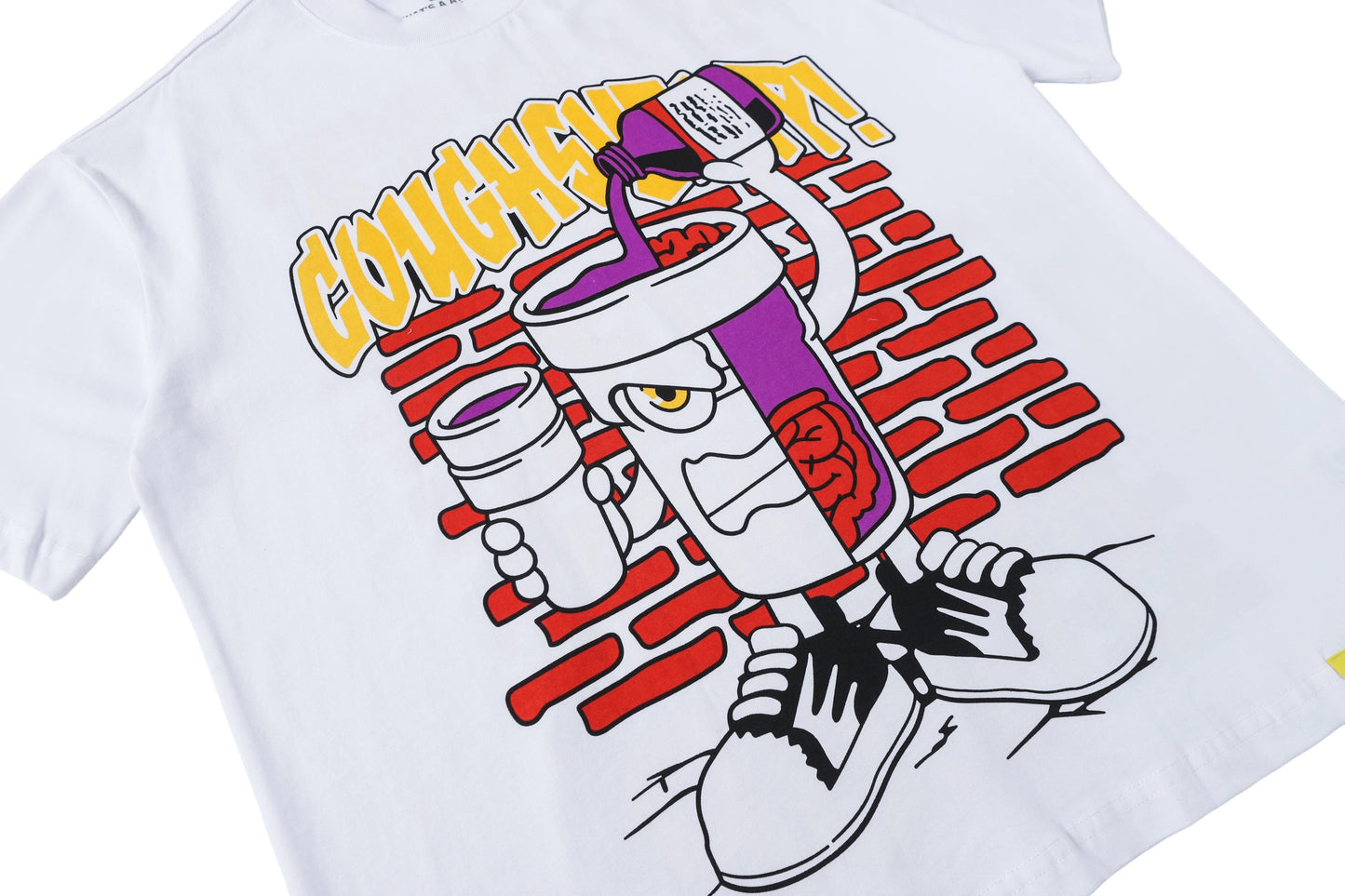 That's A Awful Lot Of Cough Syrup Brick Wall Cartoon White T-Shirt