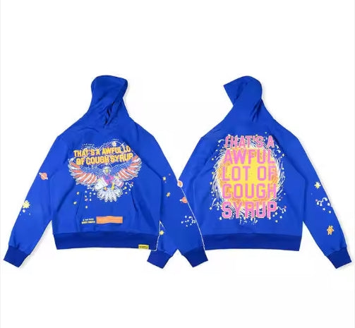 That's A Awful Lot Of Cough Syrup Eagle Graphic Hoodie Blue