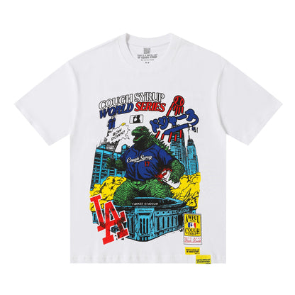 That's A Awful Lot Of Cough Syrup Godzilla Dodgers World Series Graphic Tee White