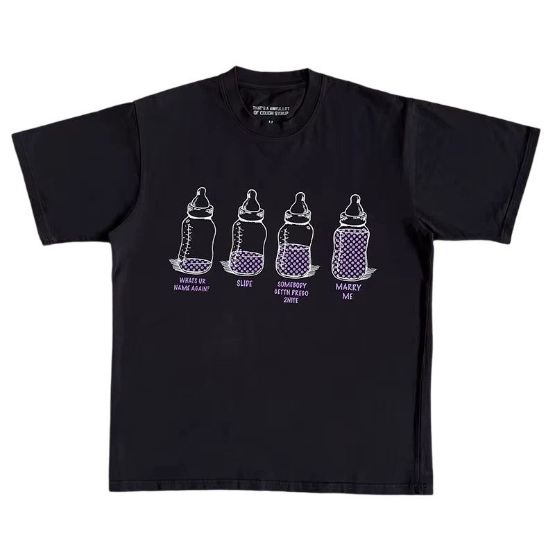 That's A Awful Lot Of Cough Syrup 4 Baby Bottles Black T-Shirt