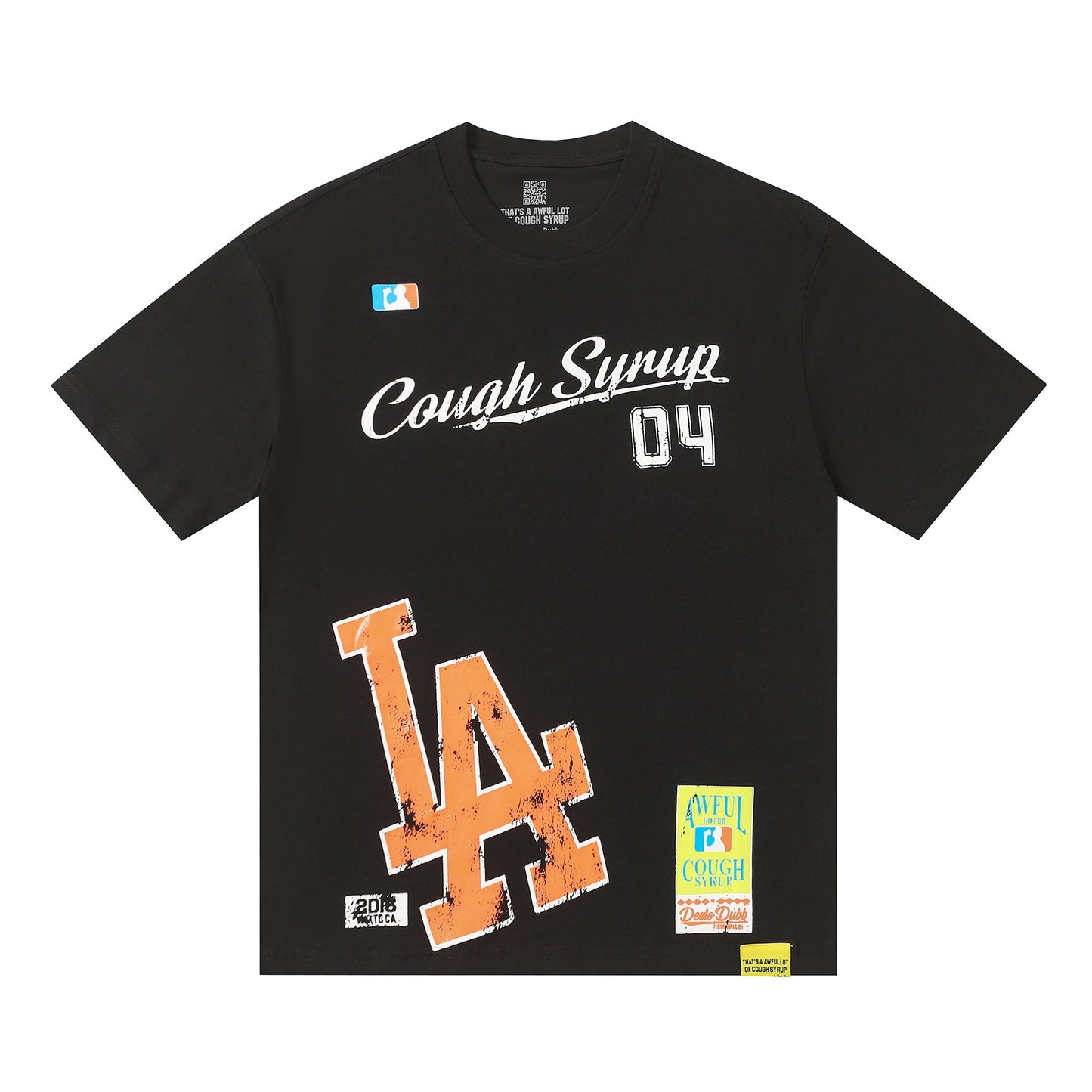 That's A Awful Lot Of Cough Syrup LA Dodgers Style Graphic Black T-Shirt